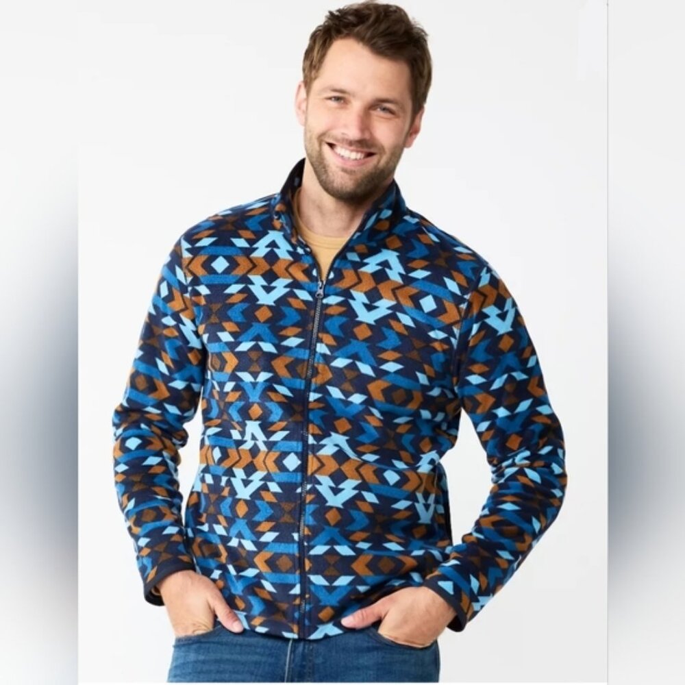 SONOMA MEN'S ARCTIC FLEECE FULL ZIP-UP JACKET BLUE LARGE NEW W/TAGS $50